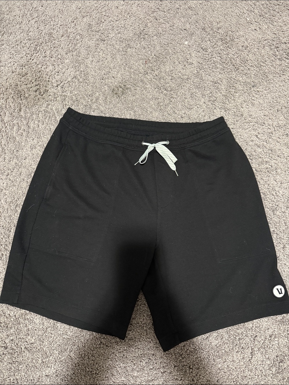 Vuori Black Men's Waffle Shorts with Drawcord
